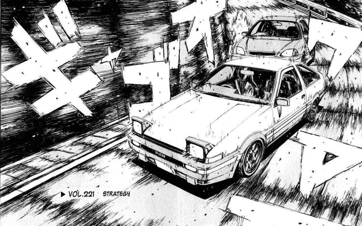 Classic Anime Manga Initial D Main Characters Map Drifting Car Art