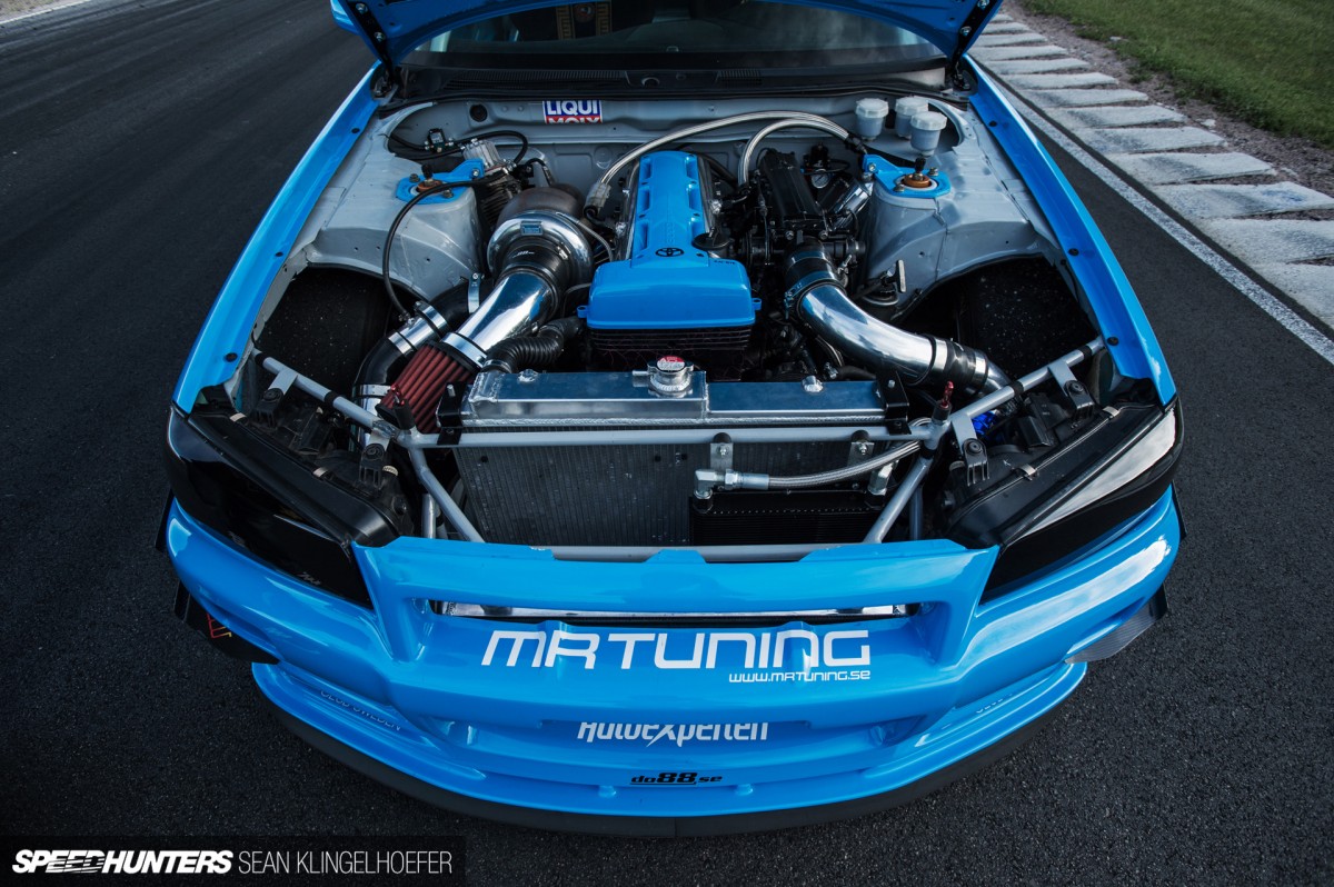 It’s powered not by a Nissan RB engine but by a Toyota 2JZ. 