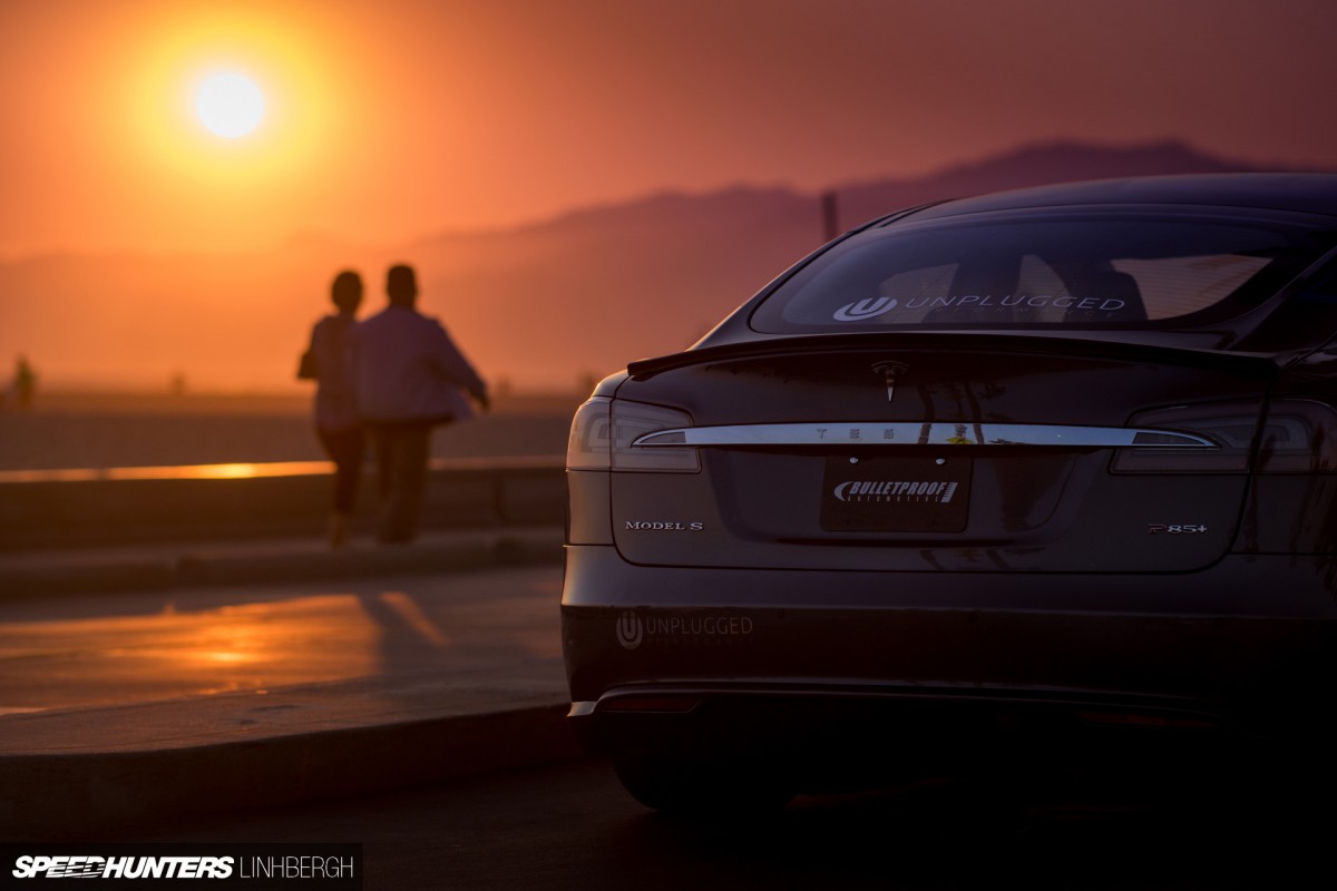 tesla model s wallpaper sunset