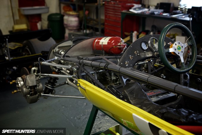 The workshops of Classic Team Lotus, run by Clive Chapman, son of team founder Colin
