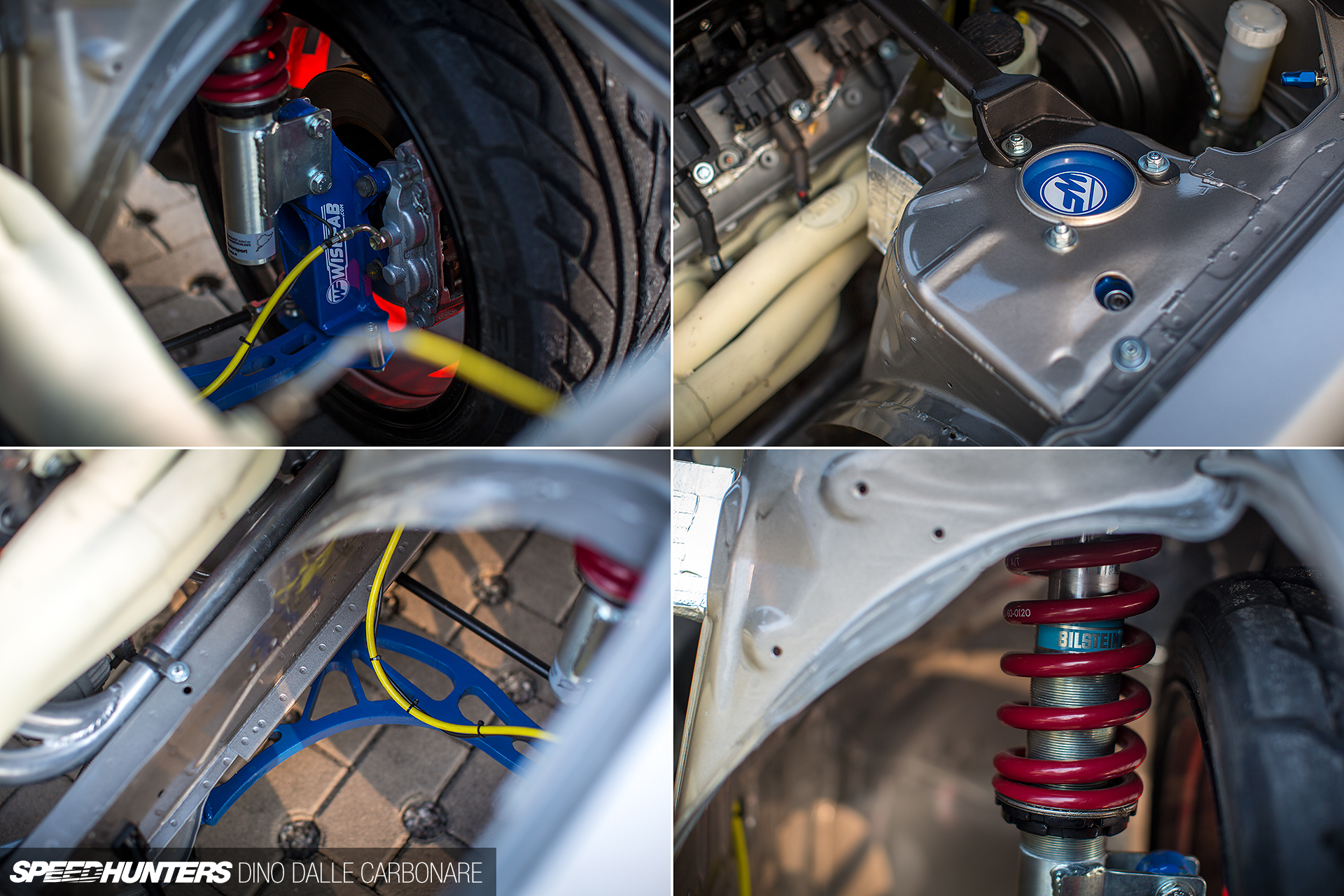 Each corner of the S14 features a Wisefab suspension conversion kit which r...
